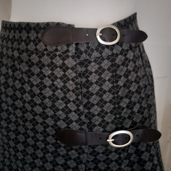 Full Tilt Academia Stylish Gray Checkered Skirt with Buckle Accents - Picture 4 of 4
